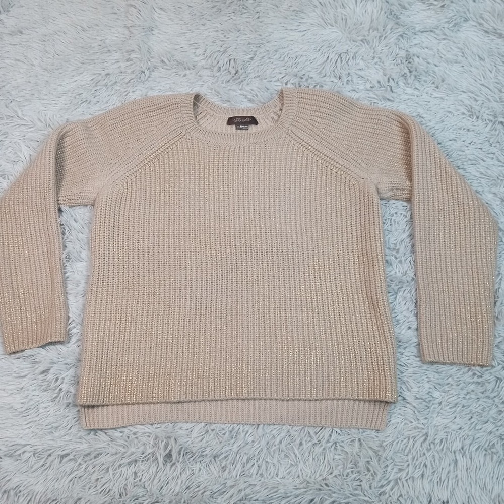 Christopher Fischer Womens Sweater Biege M Merino Wool Cozy Sweatshirt Comfort
